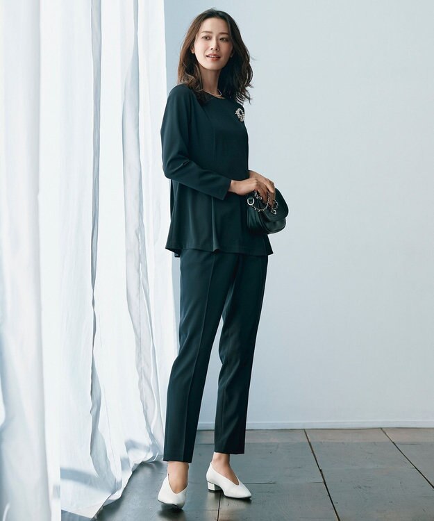 ICB L 【UVカット・防シワ・速乾・洗える】Fied タックデザインブラウス ネイビー系