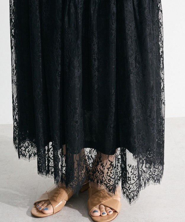 Green Parks ・ＥＬＥＮＣＡＲＥ　ＤＵＥ　レースティアードスカート Black