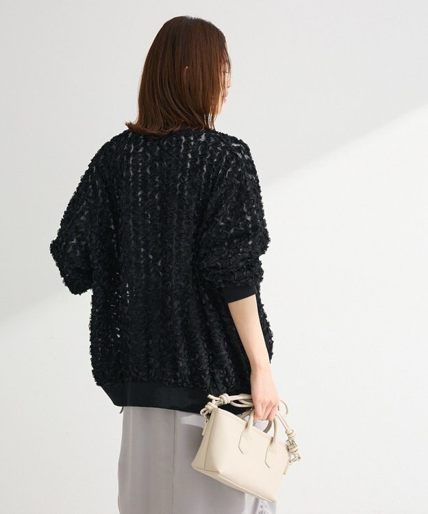 Green Parks フラワー柄チュールブルゾン Black