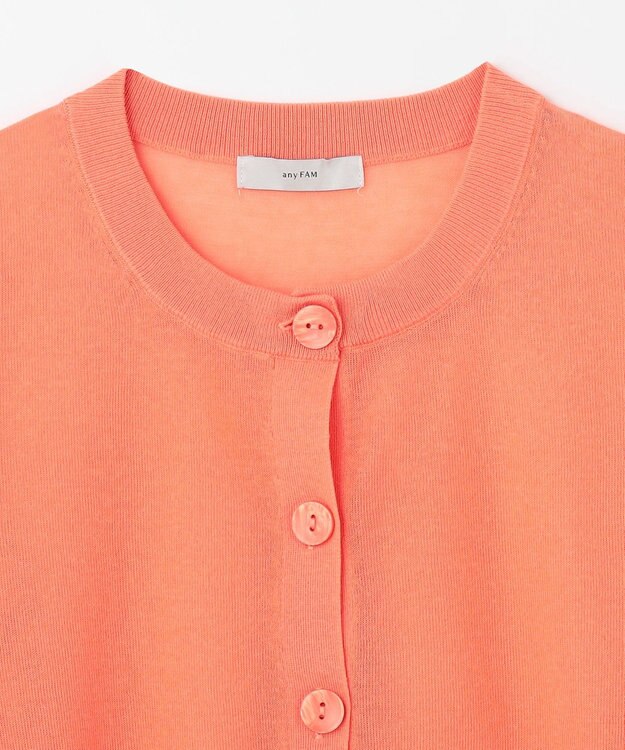 ANY L 【洗濯機可/アンチピリング/接触冷感】シアークルーネックカーディガン オレンジ