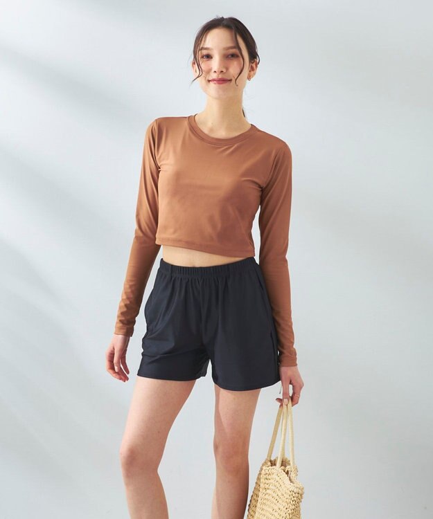 OP／FILA 【Ocean Pacific】カップ付きラッシュガード　水着3点セット ブラウン