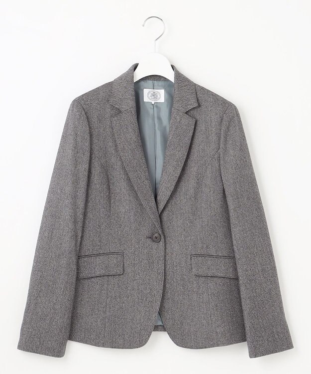 J.PRESS LADIES 【セットアップ対応】ウールストレッチツイード テーラード ジャケット グレー系