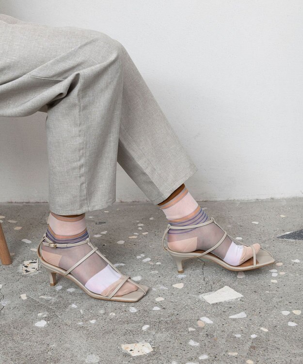 TRICOTE シアーボーダーソックス 95GRAY