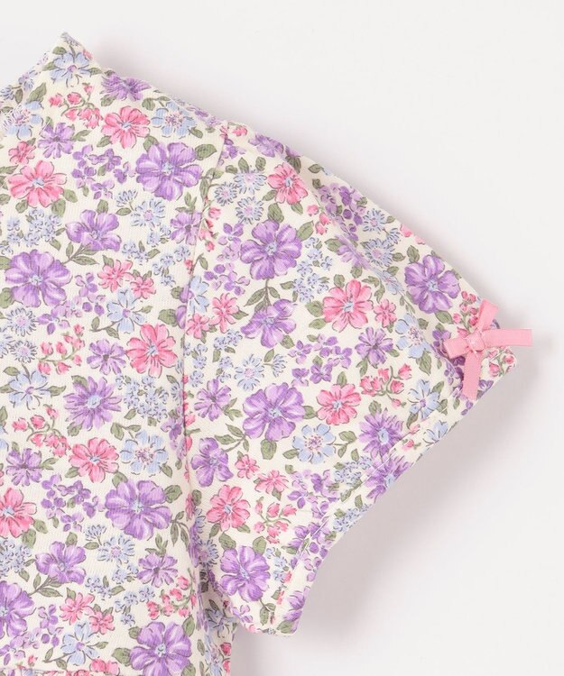 ANY KIDS カットソー サマー ワンピース オフホワイト×花柄