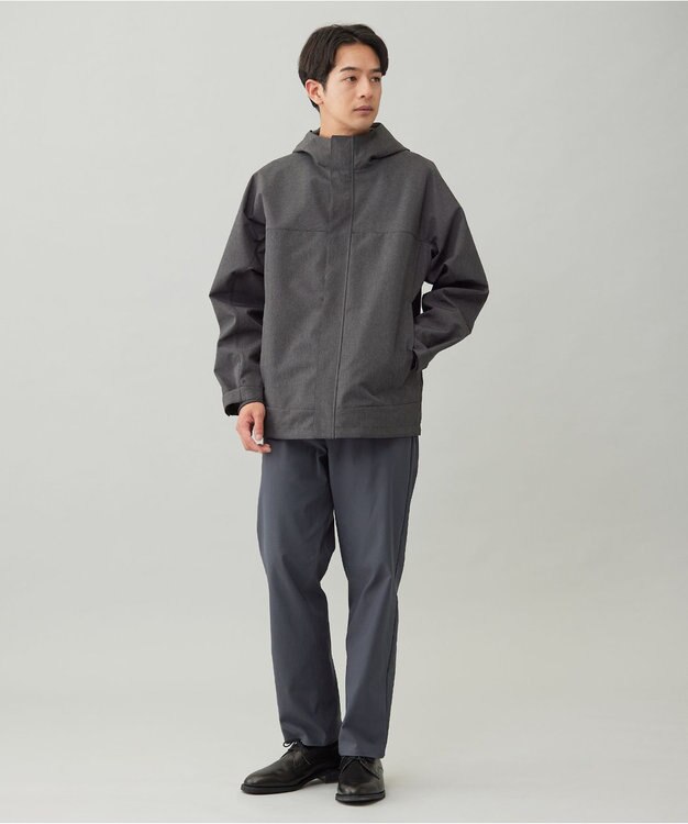 UNFILO MENS 防風撥水 フードブルゾン 杢グレー