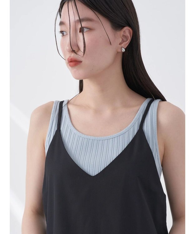 earth music&ecology Ｖネック裾切替キャミワンピース Black