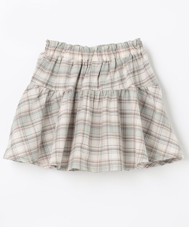 ANY KIDS 総柄スカパン エメラルドグリーン系×チェック