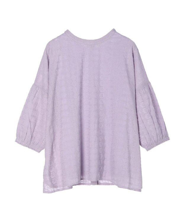 Green Parks インド綿 SET２点 刺繍７分丈ブラウス＋タンクトップ Purple