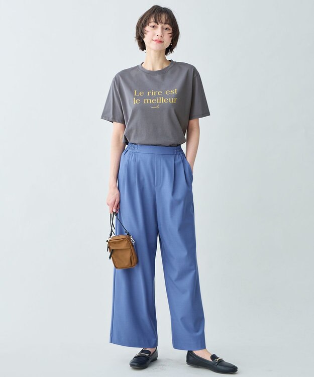 ANY アソートロゴラウンドヘムTシャツ チャコール×フロッキーロゴ