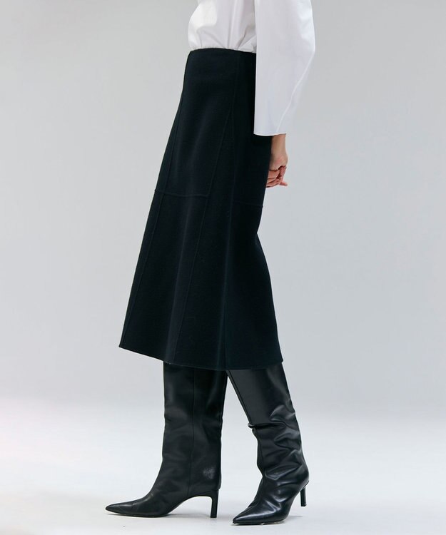 BEIGE， LEMOORE / ウールリバーAラインスカート Black