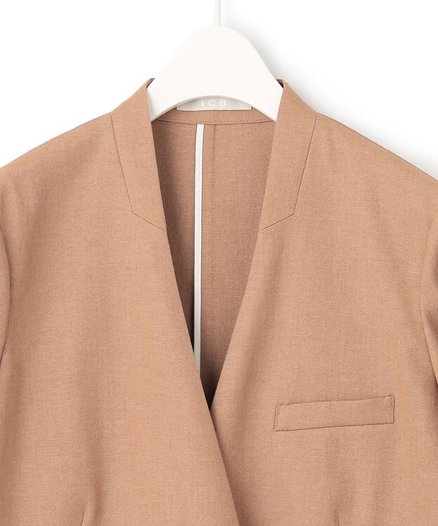 ICB 【セットアップ対応・洗える】 LooseWeave ノーカラージャケット レディッシュブラウン系