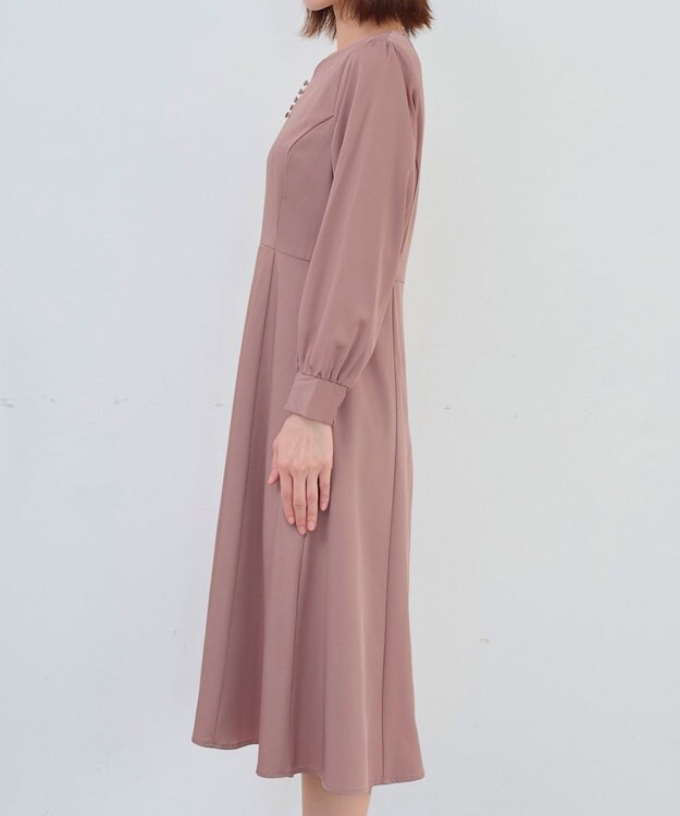 Tiaclasse 【セレモニー・洗える】ハートネックくるみ釦ワンピース ピンク