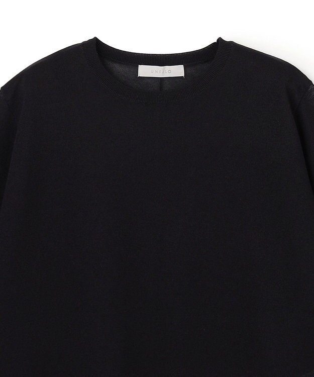 UNFILO レースドッキングニット クルーネック ブラック