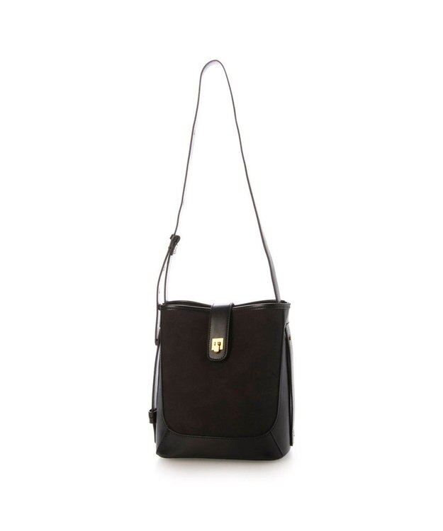 UNBILLION カシュカシュ cachecache / スエード調×スムースおこし金具ショルダーバッグ ブラック