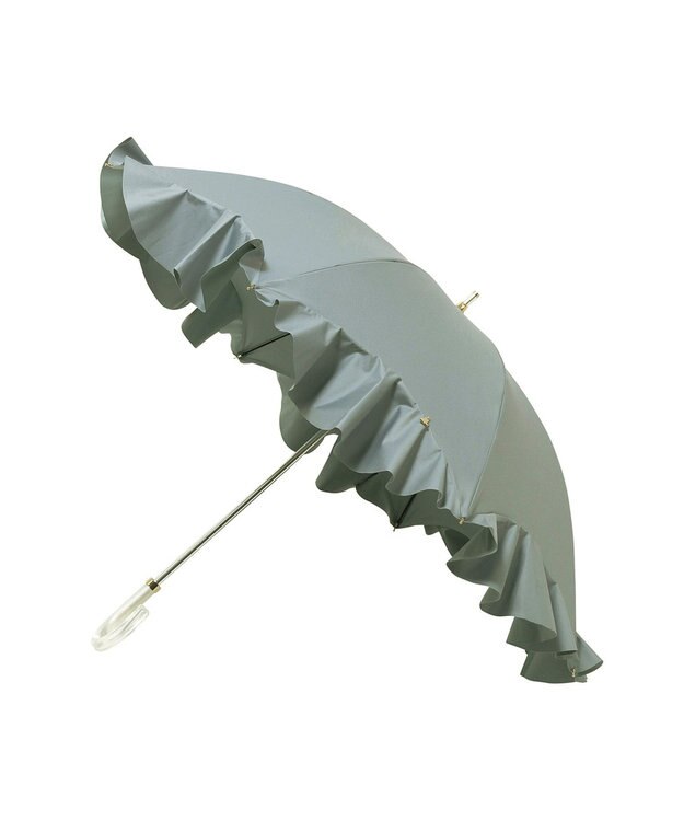 MOONBAT 【一級遮光日傘】LANVIN en Bleu (ランバン オン ブルー)  長傘 フレアフリル 遮光 遮熱 UV チャコールグレー