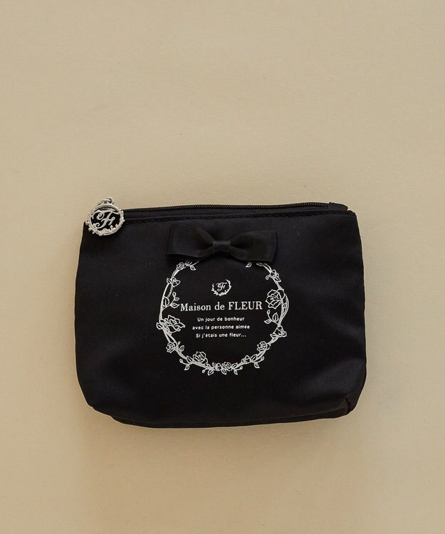 Maison de FLEUR サテンリボンティッシュケース Black
