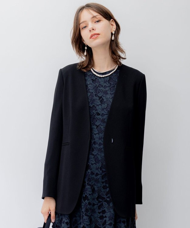 23区 【APPLAUDIR】クリアジョーゼット ジャケット ブラック系