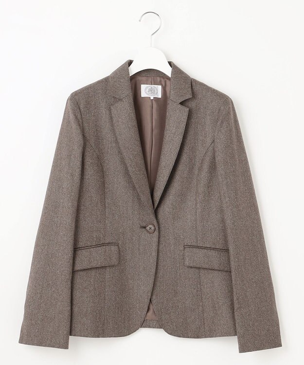 J.PRESS LADIES S 【セットアップ対応】ウールストレッチツイード テーラード ジャケット ダークブラウン系