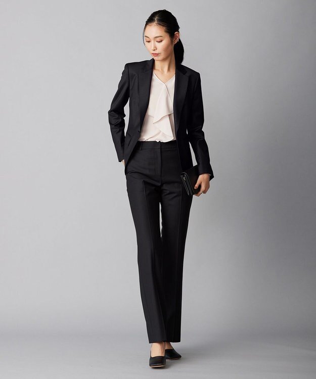 ICB 【洗える】BackSatinAmunzen フリルブラウス ピンク系