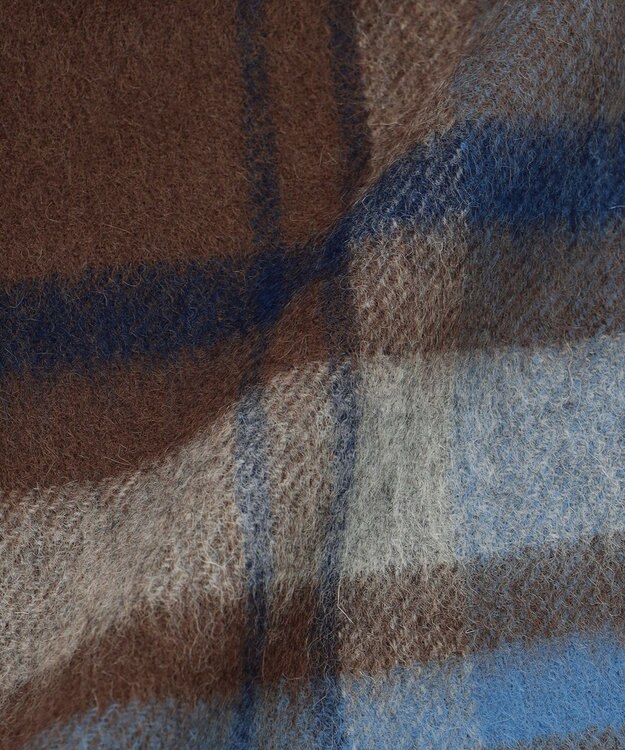 ANY カシミアブレンドストール ブルー×ダークブラウン