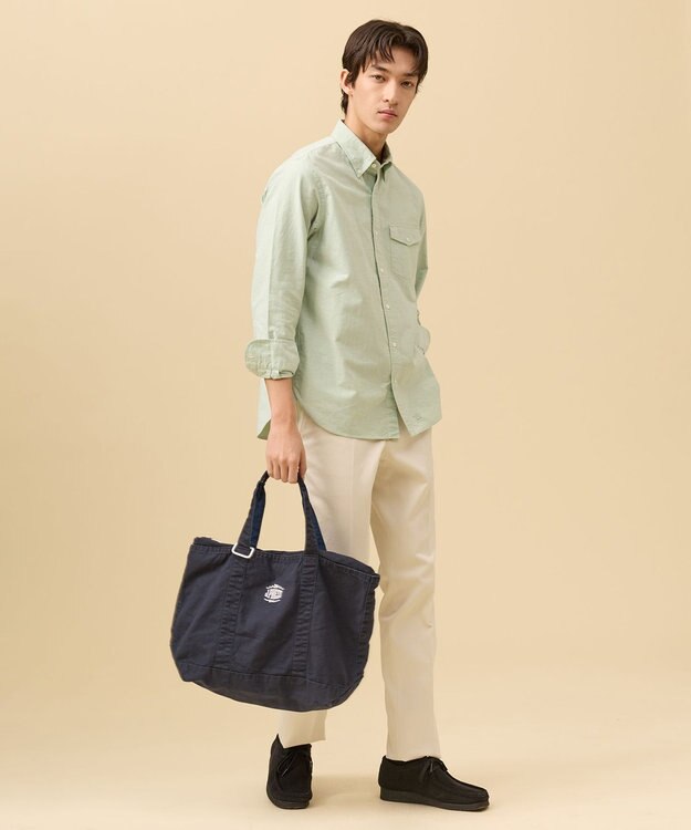 J.PRESS MEN コットンキャンバス オーバルトートバッグ ネイビー系