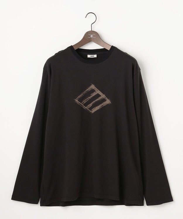 JOSEPH ABBOUD 【柔らかな肌触り】ソフトスムースダイヤロゴプリント Tシャツ ブラック系
