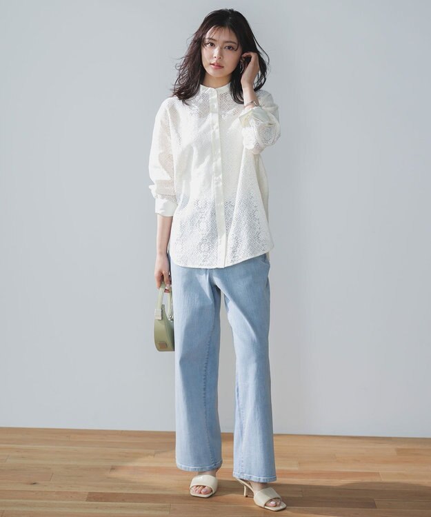 UNFILO L 【UNFILO DENIM/新色追加】撥水ストレッチ ルーズワイドデニム 【NEW】アイスブルー