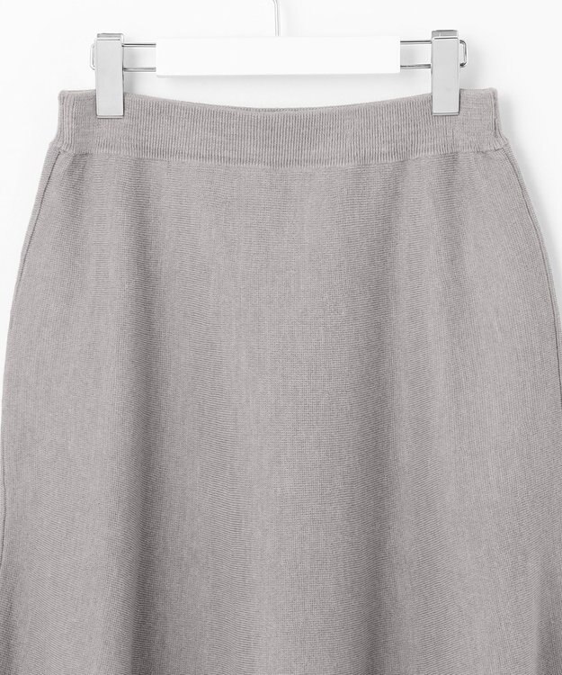 自由区 【セットアップ対応・洗える】ウールミラノニット スカート ライトグレー