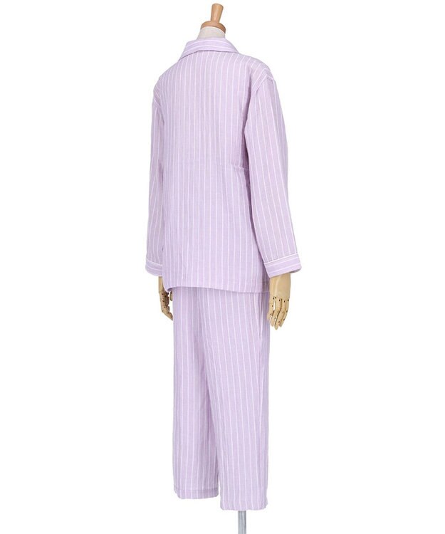 ワコール／睡眠科学 パジャマ 長袖 長ズボン 綿100%(本体) 二重ガーゼ 通気性 上下セット 前開き YDX570 睡眠科学／ワコール パープル