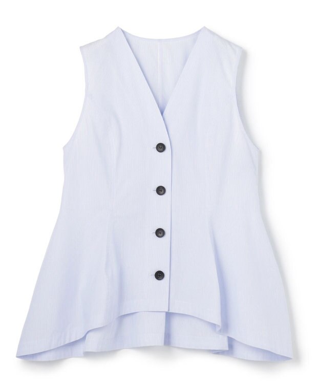 uncrave コットンクロスストライプ ペプラムジレブラウス サックスストライプ