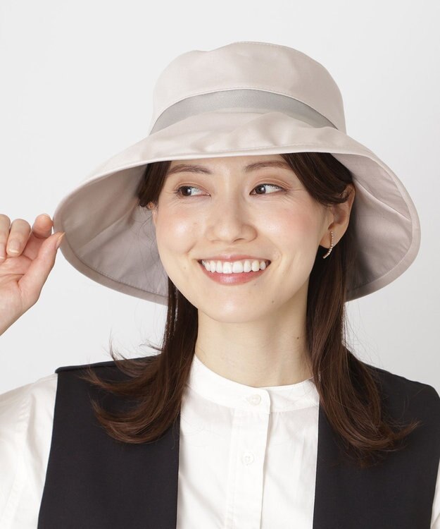 MOONBAT 【遮光100％/遮熱/UV】HIROKO KOSHINO(ヒロコ コシノ)遮光シアー カサブランカ 帽子 ゆったりMサイズ 手洗い可能/サイズ調整可能/日本製 ベージュ