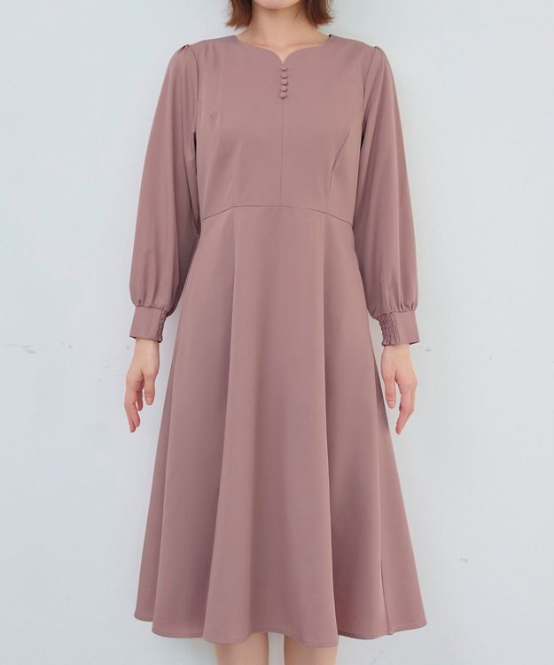 Tiaclasse 【セレモニー・洗える】ハートネックくるみ釦ワンピース ピンク