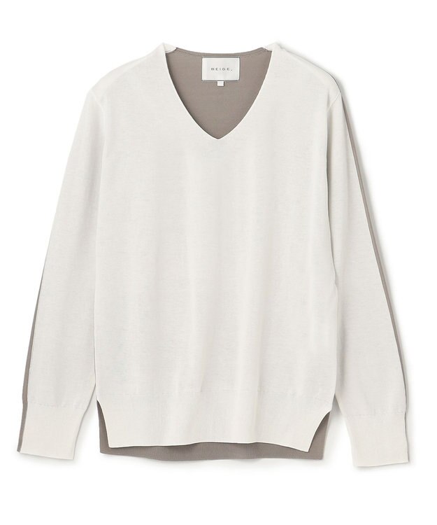 BEIGE， PIERIS / Vネックニット Ecru×Steel