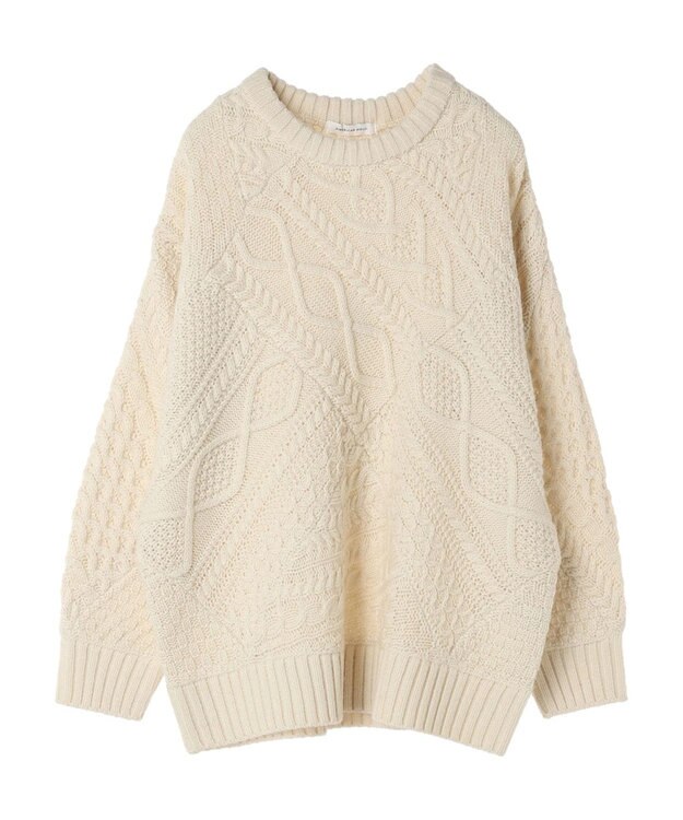AMERICAN HOLIC パッチワークケーブルニットチュニック Ivory