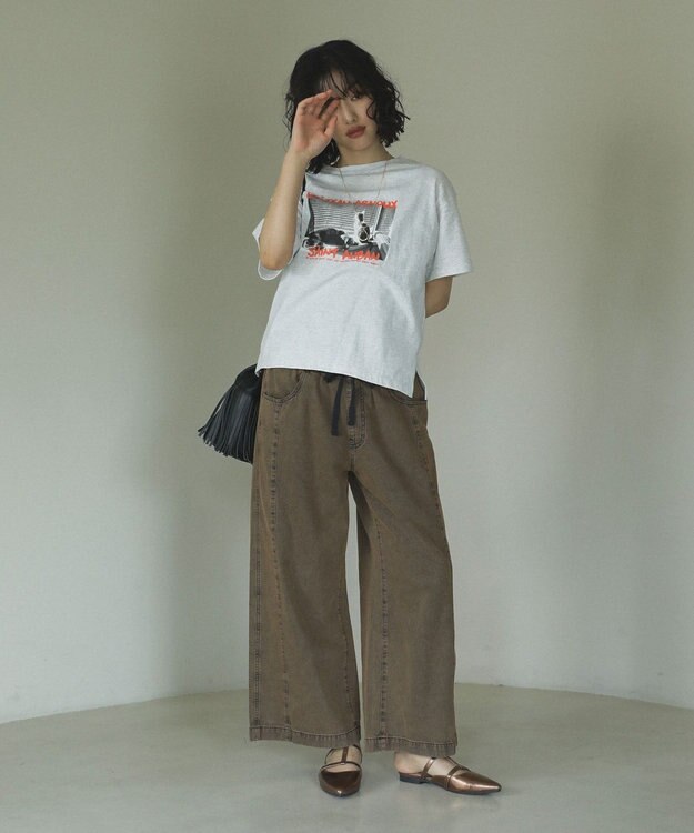 Green Parks ライトデニムイージーバギーパンツ Brown