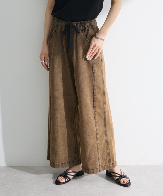 Green Parks ライトデニムイージーバギーパンツ Brown