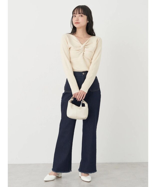 earth music&ecology ツイストリブラメニットプルオーバー Ivory