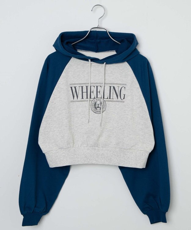 WEGO ラグランショートパーカー ブルー