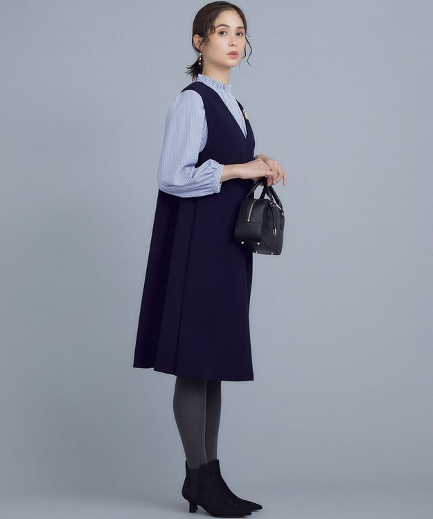 組曲 ライトダブルクロス ジャンパーワンピース ネイビー系