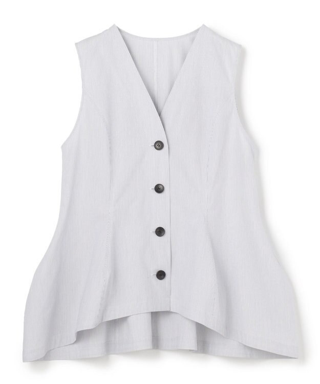 uncrave コットンクロスストライプ ペプラムジレブラウス ネイビーストライプ