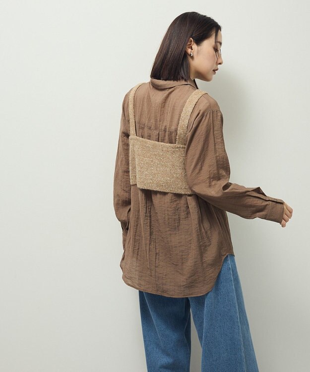 Green Parks ＳＥＴ２点ラメシャギービスチェ＋シャツ Brown