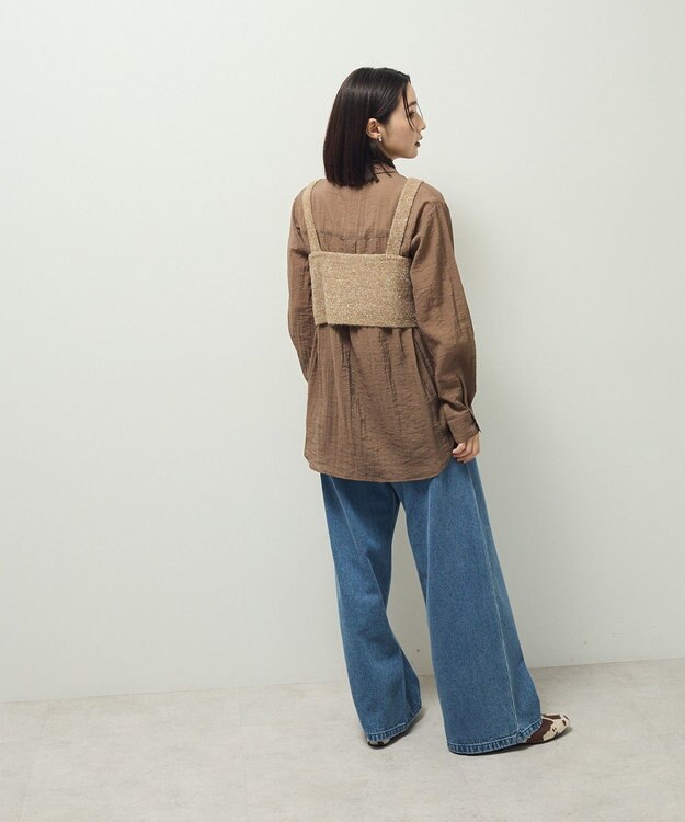 Green Parks ＳＥＴ２点ラメシャギービスチェ＋シャツ Brown