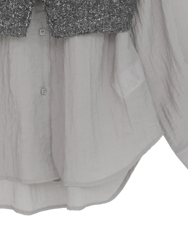 Green Parks ＳＥＴ２点ラメシャギービスチェ＋シャツ Charcoal Gray