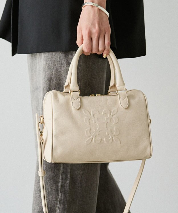 russet 《composition》レザー2WAYミニボストンバッグ(CE-1684) Ivory