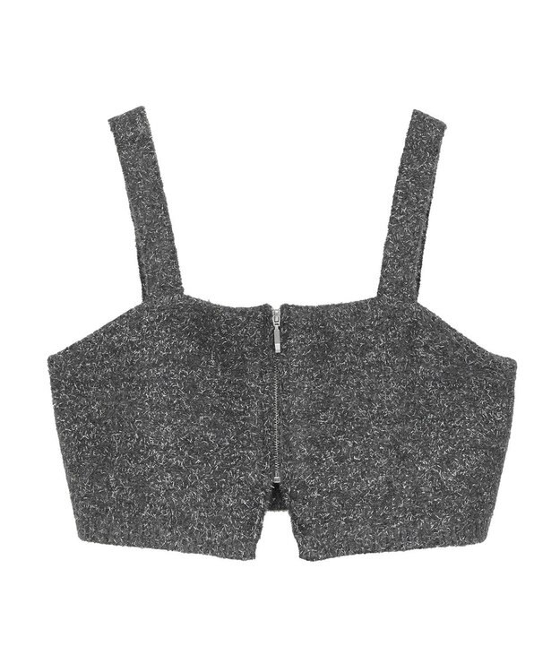 Green Parks ＳＥＴ２点ラメシャギービスチェ＋シャツ Charcoal Gray