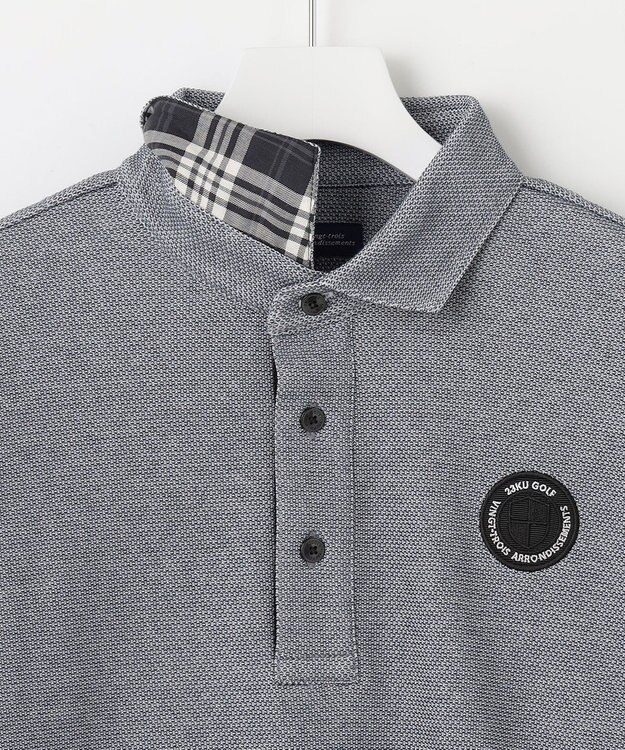 23区GOLF 定番人気【MEN/キングサイズ】ハニカムカノコ 長袖ポロシャツ グレー系