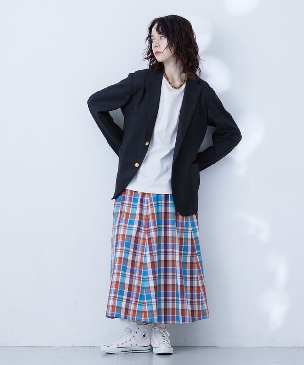 J.PRESS YORK STREET 【WOMEN】チェックフレアスカート ホワイト系3