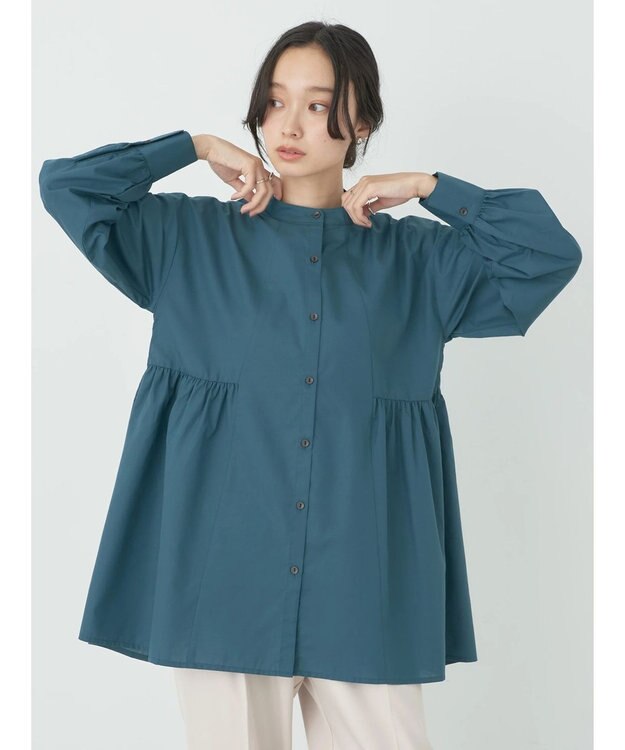 earth music&ecology サイドティアードチュニック Blue Green