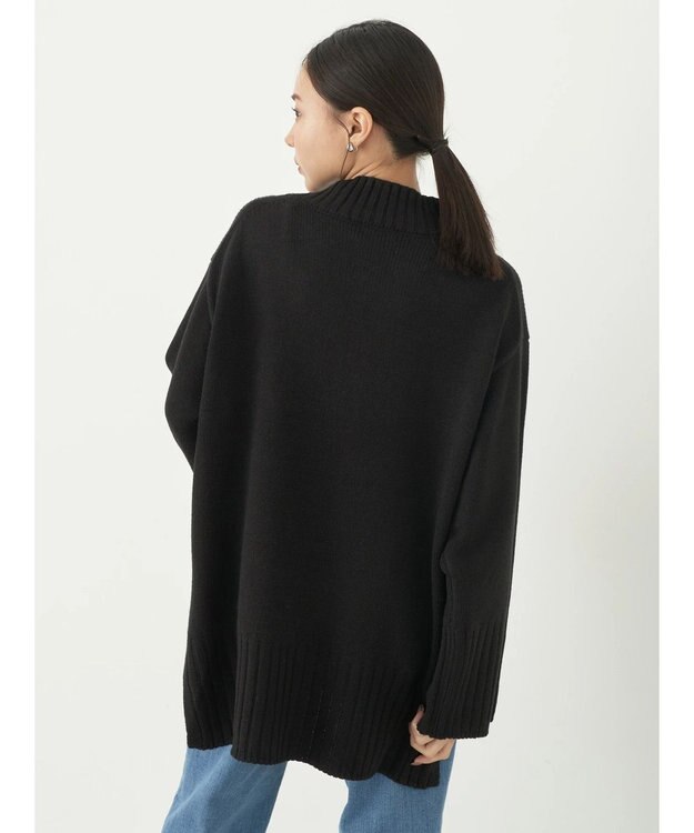 earth music&ecology アンチピリングリブハイネックチュニック Black