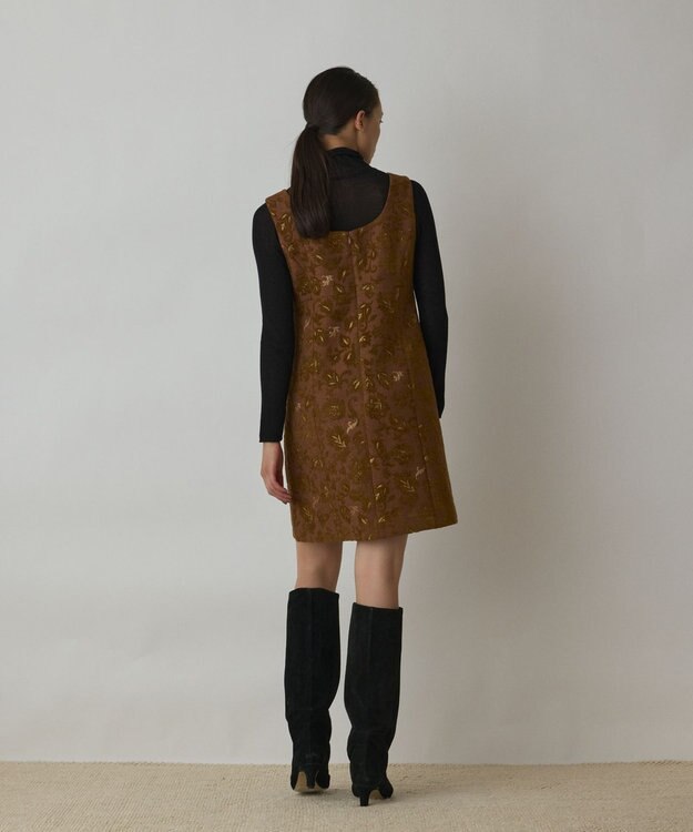 GRACE CONTINENTAL サラサジャガードミニワンピース ブラウン